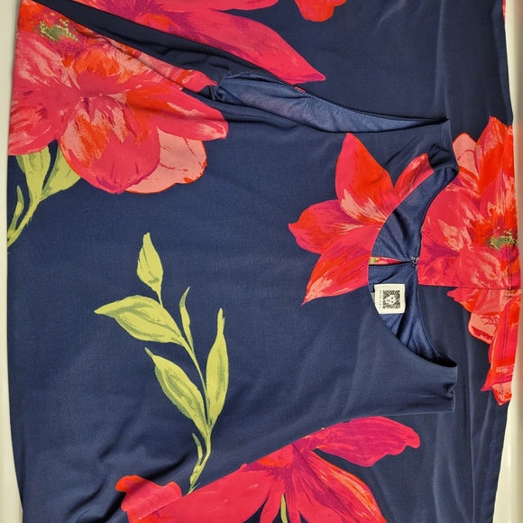ANNE KLEIN Navy Blue Floral Swing Dress Size 14 - Picture 11 of 14